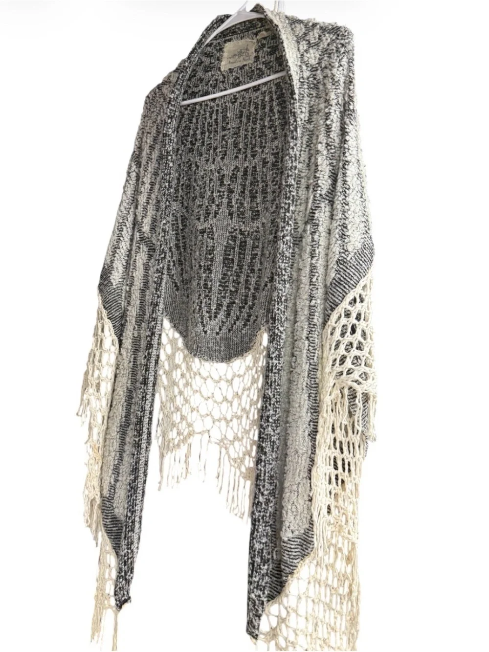 Anthropologie Angel Of The North Fringed Wrap Shawl Poncho